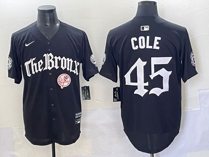 Men 2025 New York Yankees 45 Cole Black Five generations Joint Name Nike MLB Jersey style 7